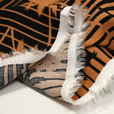 Print viscose palm trees and brown and black stripes