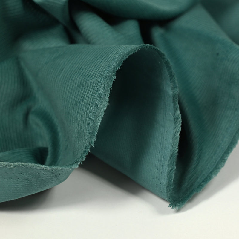 Velours côtelé de coton 1mm bleu sarcelle
