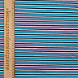 Cotton jersey midnight blue stripes and rose turquoise background