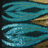 Tulle Sequin Royal Feathers oro y azul turquesa