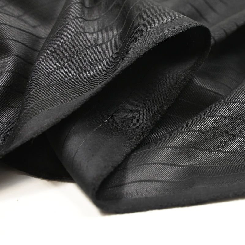 Twill de polyester rayé noir