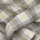 Laine mélangée brossée carreaux écru, bleu, gris, orange et vert