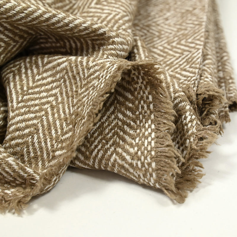 Laine mélangée chevron beige et blanc
