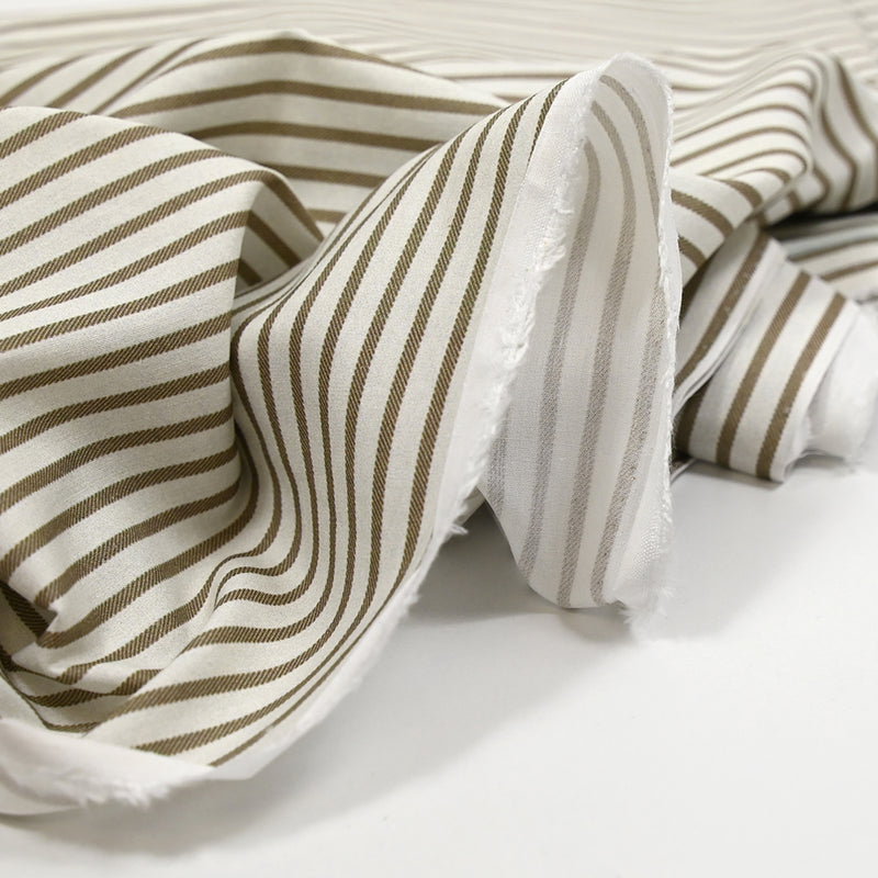 Coton imprimé rayé hachuré marron fond beige