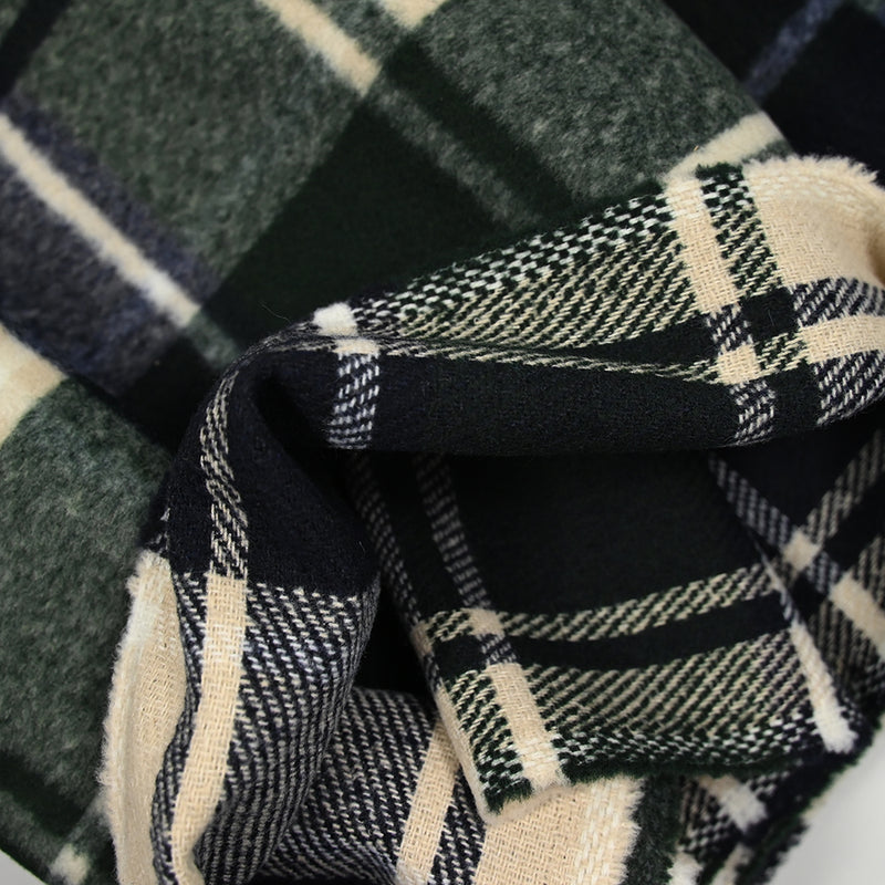 Lainage polyester brossé à carreaux bleu, vert et beige