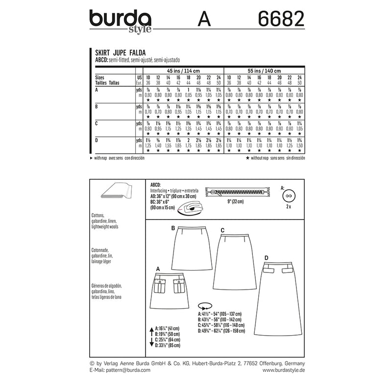 Patron Burda n°6682 : Jupe – Les Coupons de Saint-Pierre
