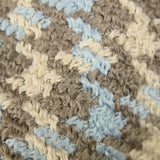 Laine mélangée pied-de-poule bouclé beige, marron et bleu ciel
