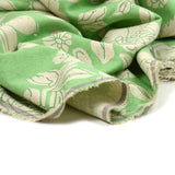 Lin viscose imprimé grosses fleurs vert délavé