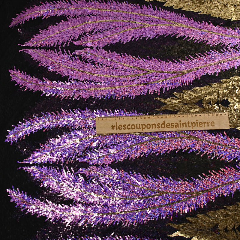 Tulle Sequin Royal Plumes Gold and Lilas