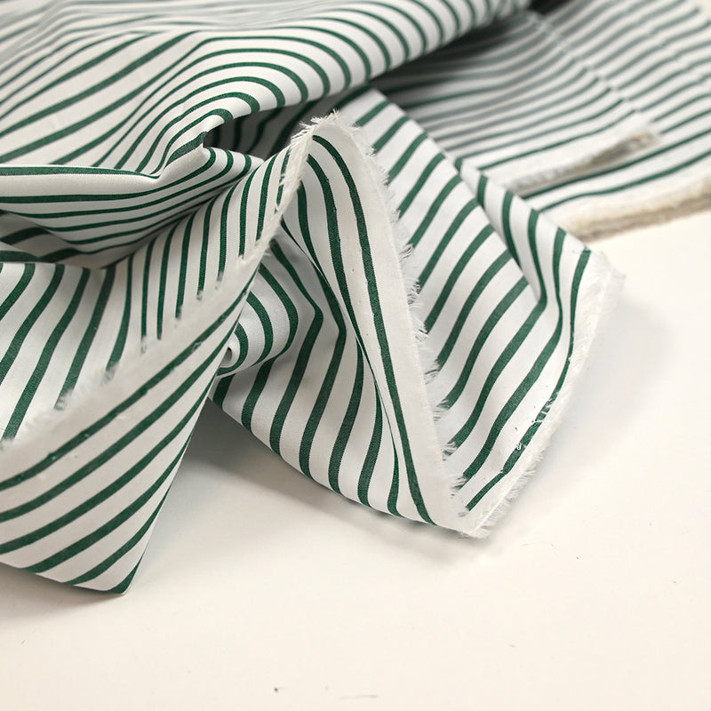 Coton chemise rayé vert et blanc