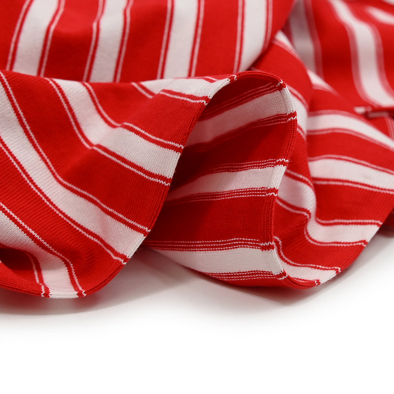 Jersey de coton rayé rouge et blanc