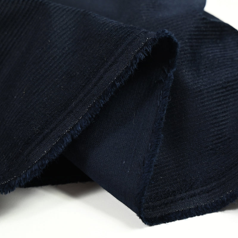 Velours côtelé de coton 2mm bleu nuit intense