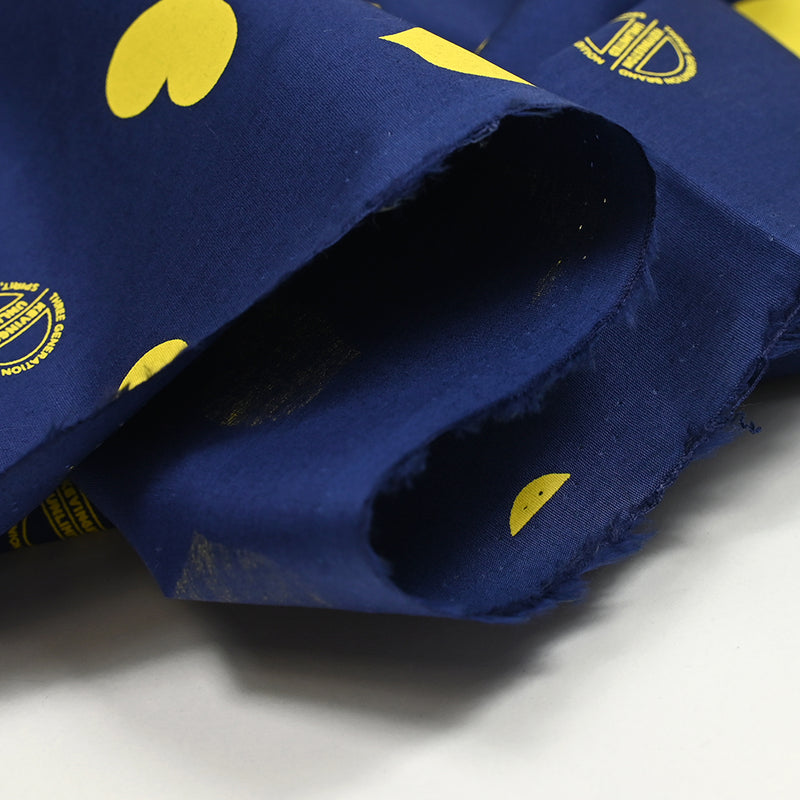 Cotton Printed Heart Yellow Blue Foundation Navy