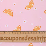 Tissu Maillot de bain recyclé UPF50 imprimé numérique clémentine fond rose