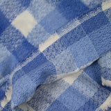 Laine mélangée brossée à poils longs carreaux bleus et blancs