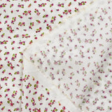 Printed viscose rosy field white background