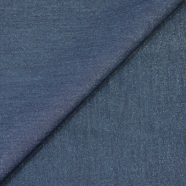 Chambray de polycoton rayures irisées bleu foncé