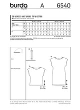 Burda pattern n ° 6540: Top & easy dress Small sizes