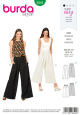Patron Burda n°6544:  Pantalon jambes amples