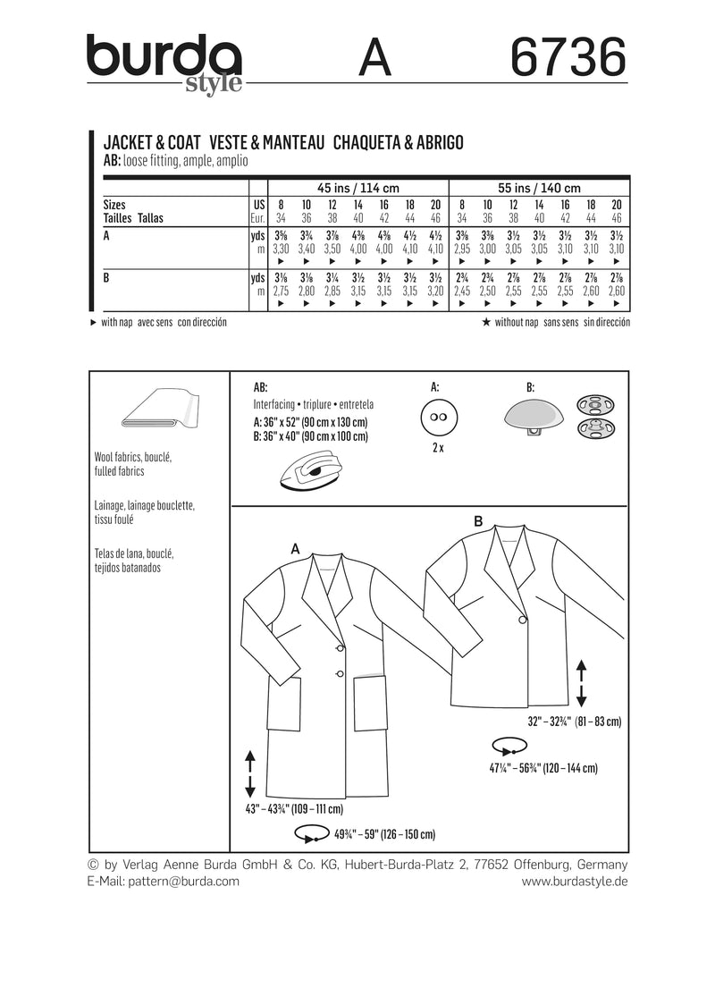 Patron n°6736 : Manteau