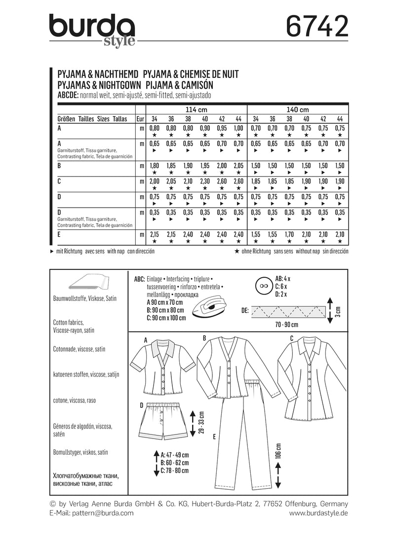 Patron n°6742 : Pyjama