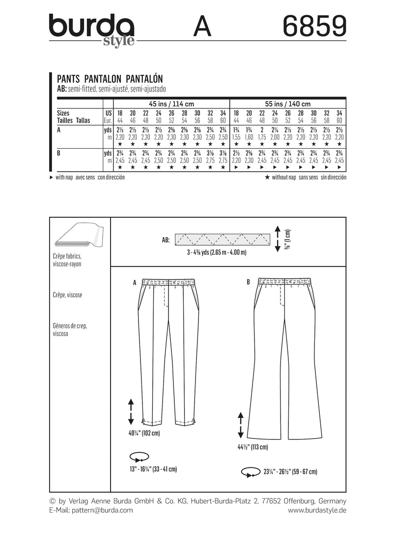 Patron n°6859 : Pantalon élastique à la taille