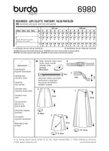Patron n ° 6980: Culotte skirt