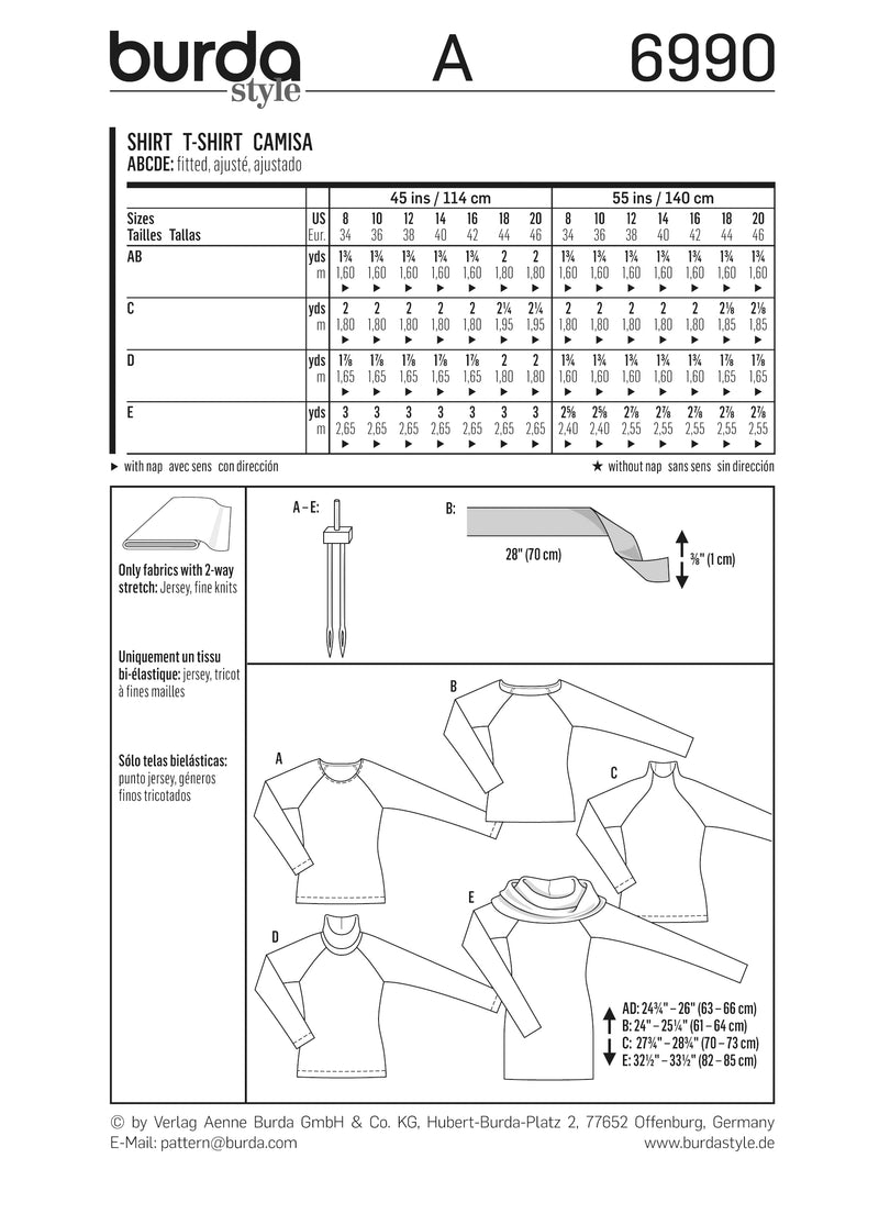 Patron n°6990 : T-shirt