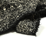 Laine mélangée chevrons noir et écru effet tweed