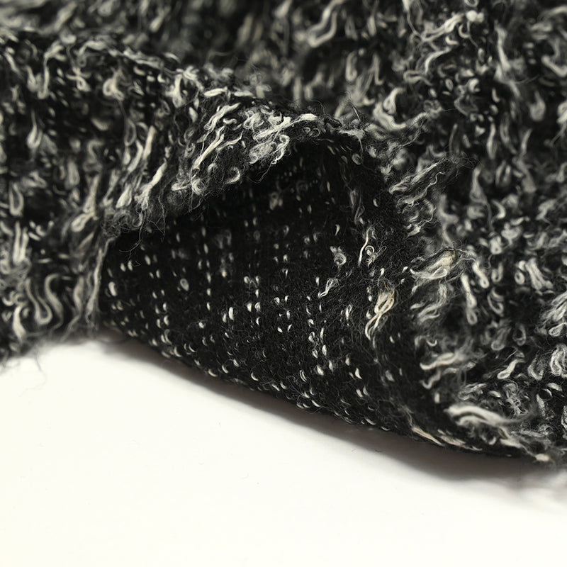 Maille bouclette polyester noir et blanc
