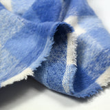 Laine mélangée brossée à poils longs carreaux bleus et blancs