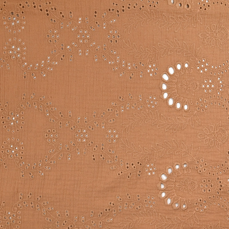 Double openwork embroidered gauze Candice nutmeg