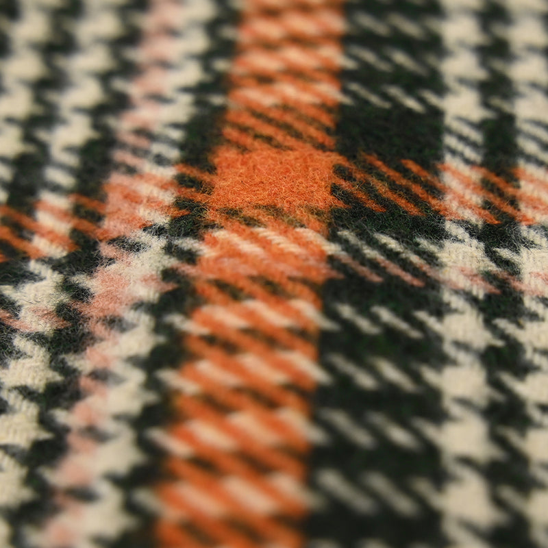 Laine mélangée Prince-de-Galles vert sapin, orange et beige