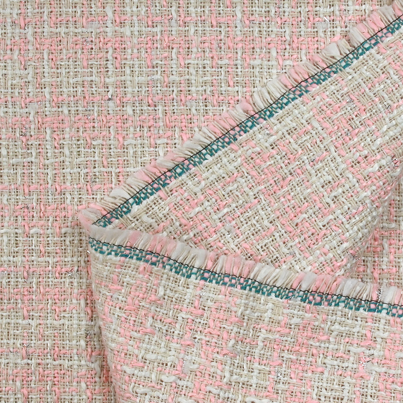 Tweed de poliéster rosa margaret margaret