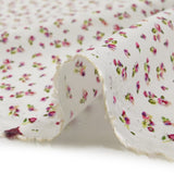 Printed viscose rosy field white background