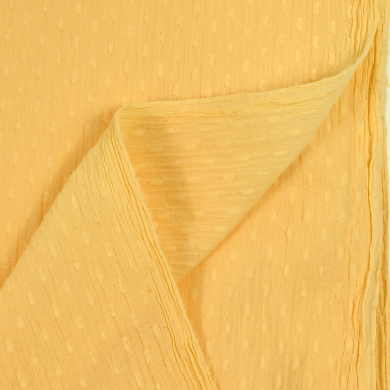 Voile de coton Plumetis crinkle jaune