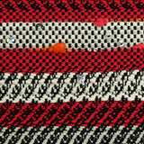 Tweed fantaisie en coton rouge et bleu