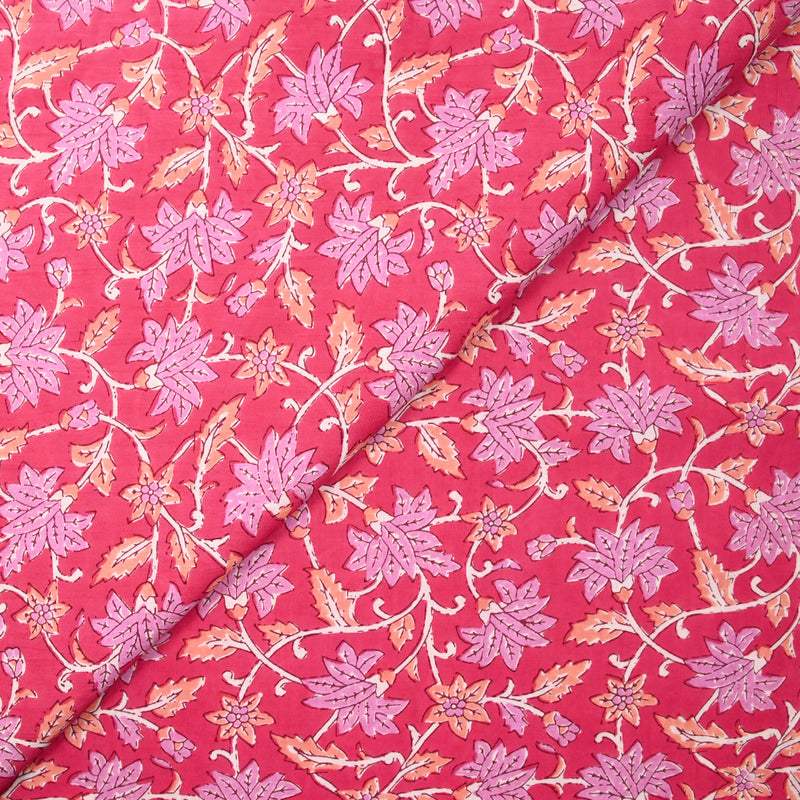 Jaipur Mauve con estampado de algodón indio y albaricoque de fondo rosa