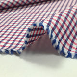 Coton chemise à carreaux bleu et rouge fond blanc