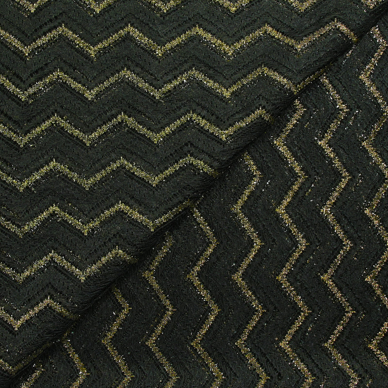 Polyester Lace Lurex Chevrons Fondo negro