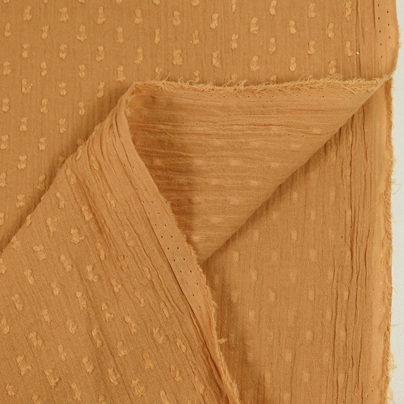 Voile de coton Plumetis crinkle camel