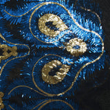 Tulle sequin plumes royales or et bleu