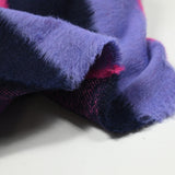 Laine mélangée à poils longs rayures parme, marine et fuchsia