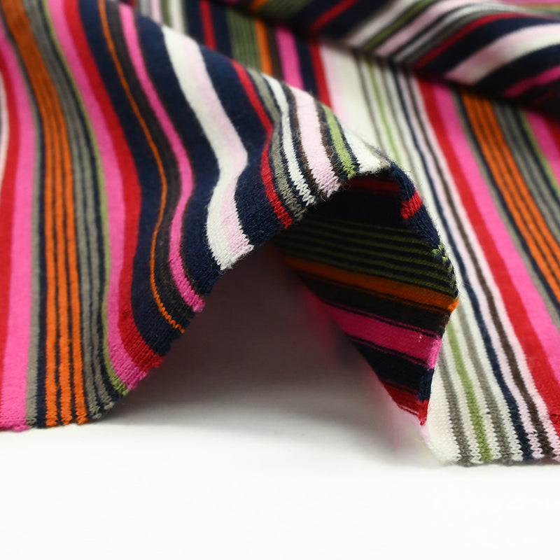 Jersey de coton grandes et petites rayures colorés