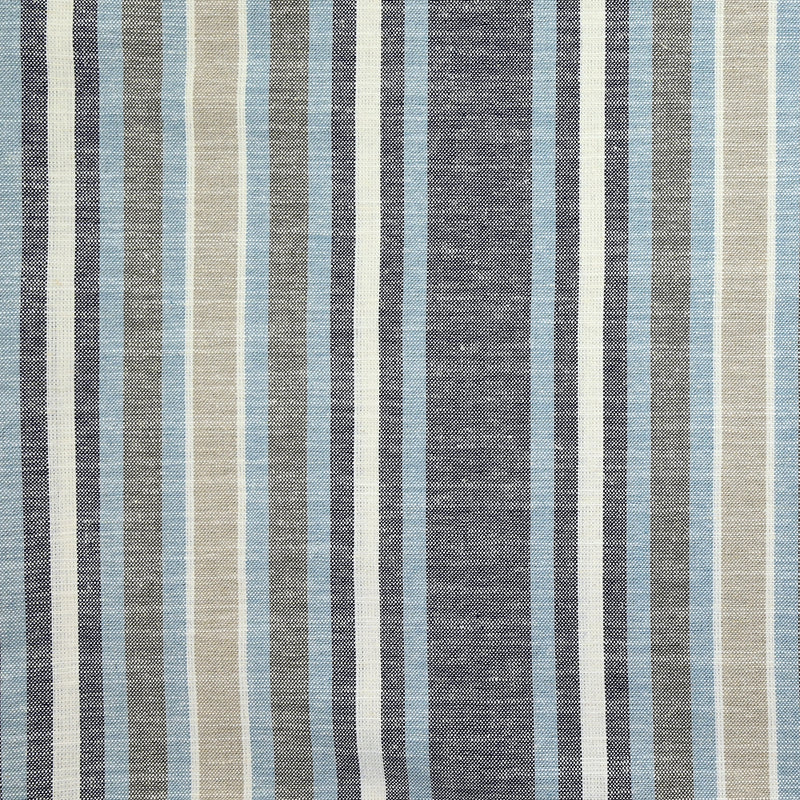 Linen mixed with navy blue and sky ocean stripes