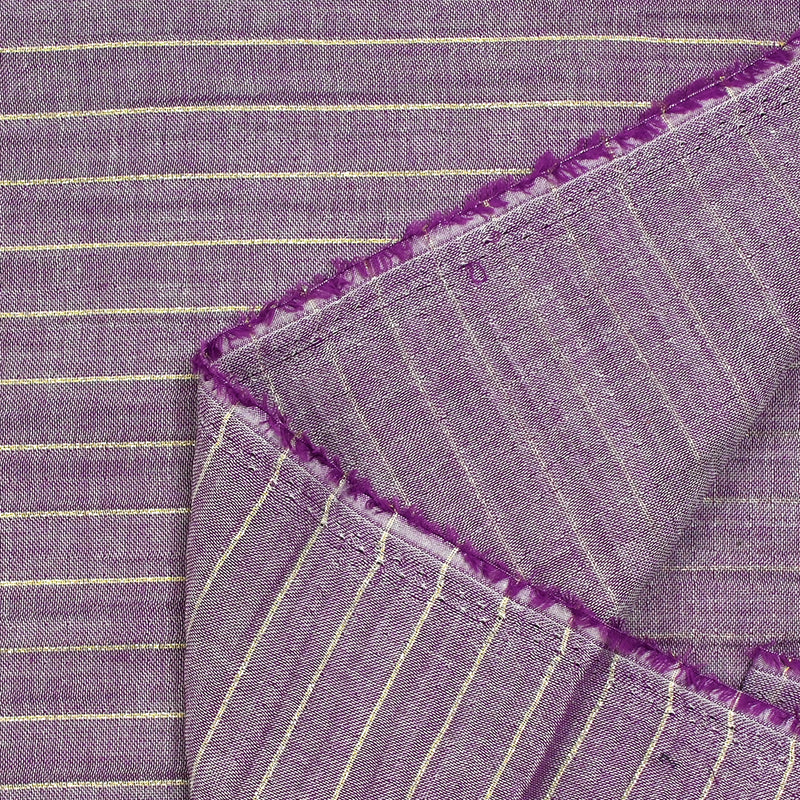 Double gauze striped lurex gilded purple background