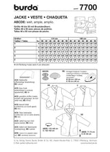 Patrón N ° 7700: Chaqueta y pantalones