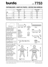 Patron n ° 7753: doll clothes