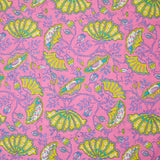 Coton indien imprimé Inaya jaune fond rose