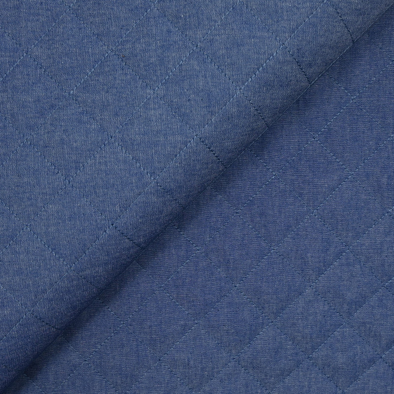 Chambray Matelassé uni azul